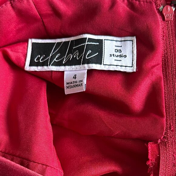 David's Bridal Red Full Length Prom Gown with Pockets - Picture 4 of 5